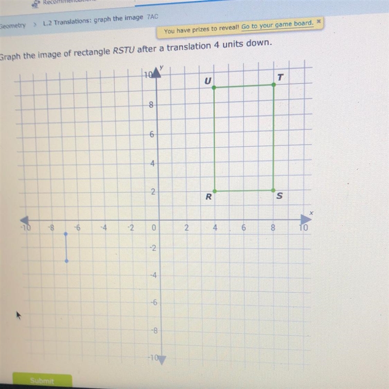 You have proveGraph the image of rectangle RSTU after a translation 4 units down.-example-1