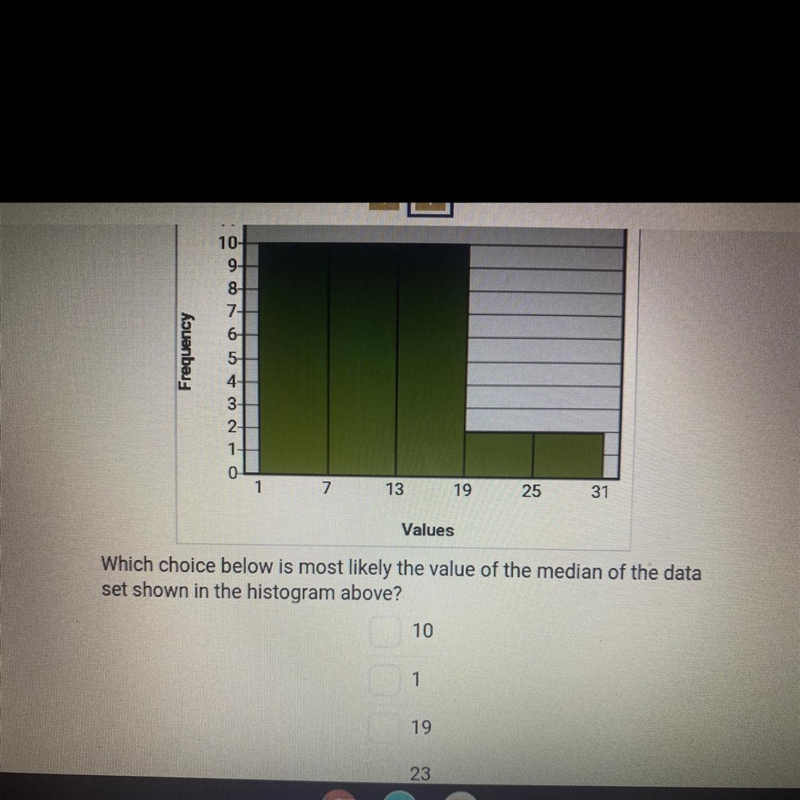 Which choice below is most likely the value of the median of the data set shown in-example-1