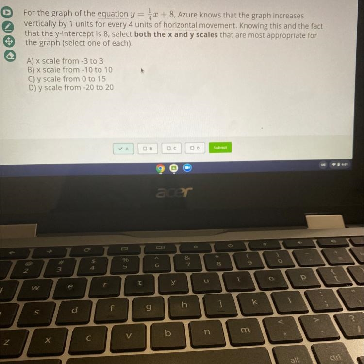 Which x and y scales are most appropriate for the graph?-example-1