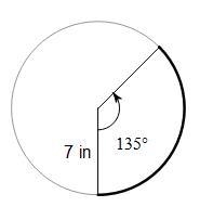 Find the length of the arc.arc circle 2A. 45π8 inB. 1890π inC. 21π4 inD. 18π in-example-1