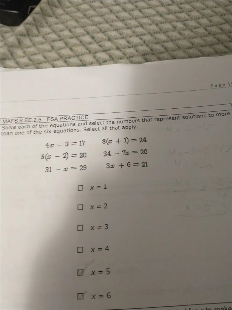 NEED HELP DUE BY WEDNESDAY OR TOMMOROW. Solve each of the equations and select the-example-1