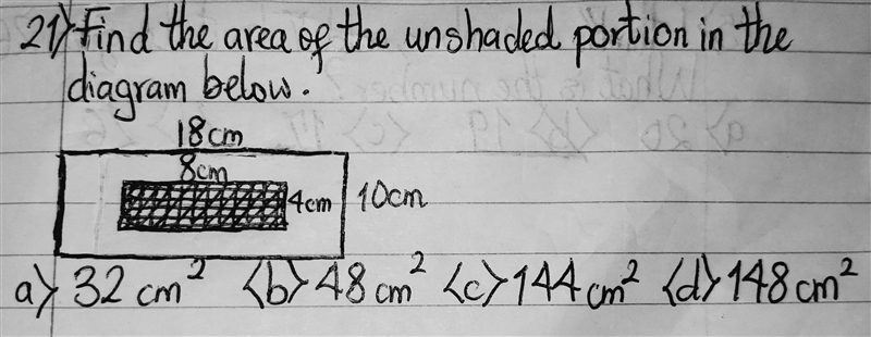 Please find the area of the unshaded portion in the diagram above​-example-1