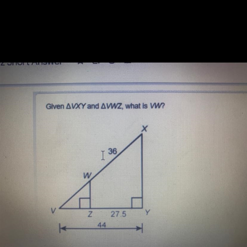 Find the value of VZ? Find the value of VW?-example-1