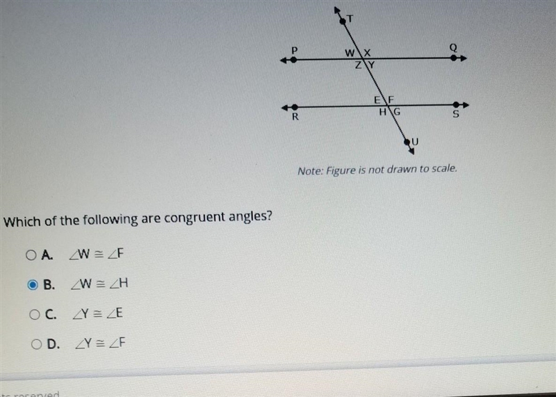 In the picture below, line PQ is parallel to line RS, and the lines are cut by a transversal-example-1