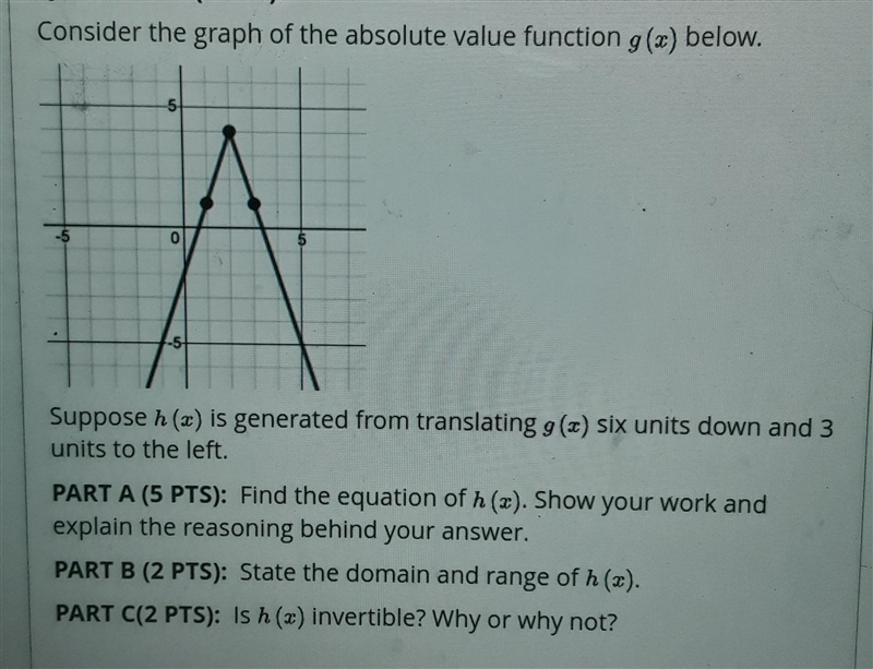 Consider the graph of the absolute value function g(x) below.-example-1