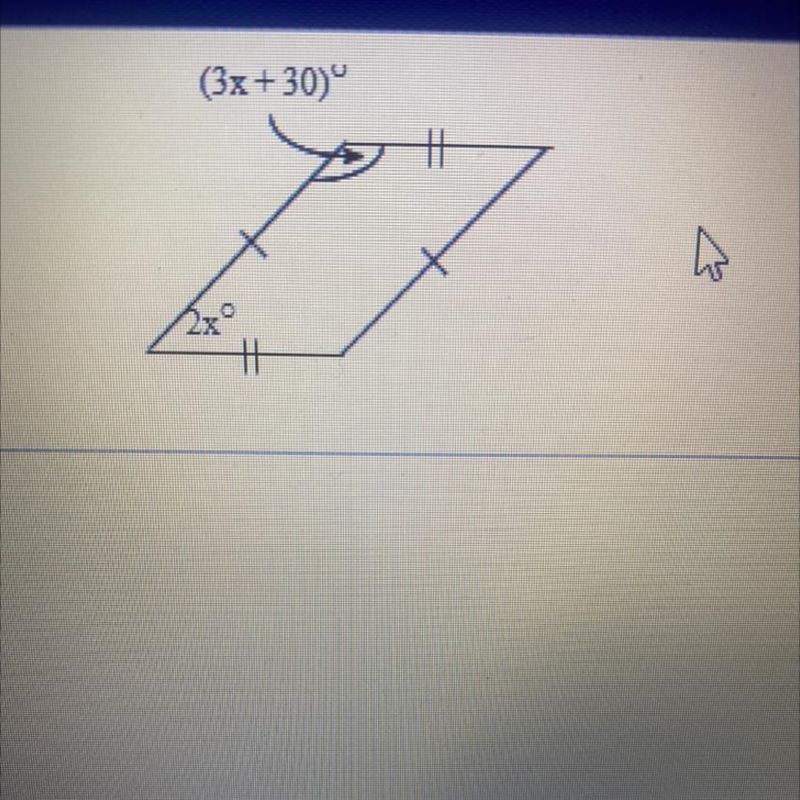 Find the value of x. (Hint: The sum of the angle measures of a quadrilateral is 360°) X-example-1