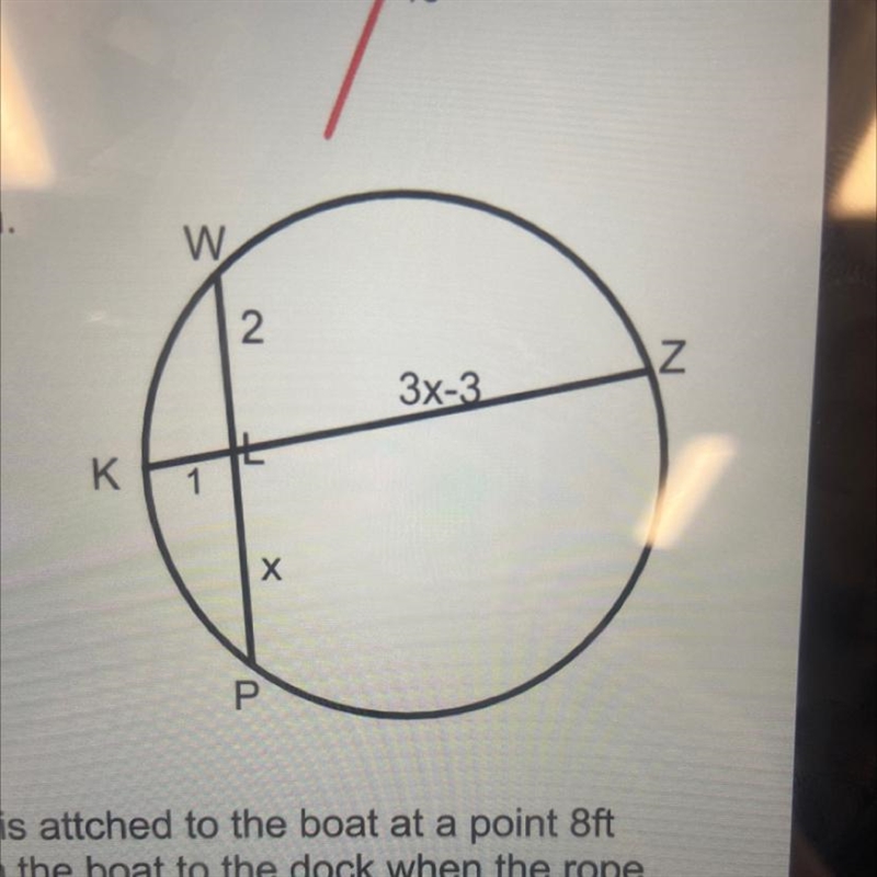 3. Chords WP and KZ intersect at point L in the circle shown.What is the length of-example-1