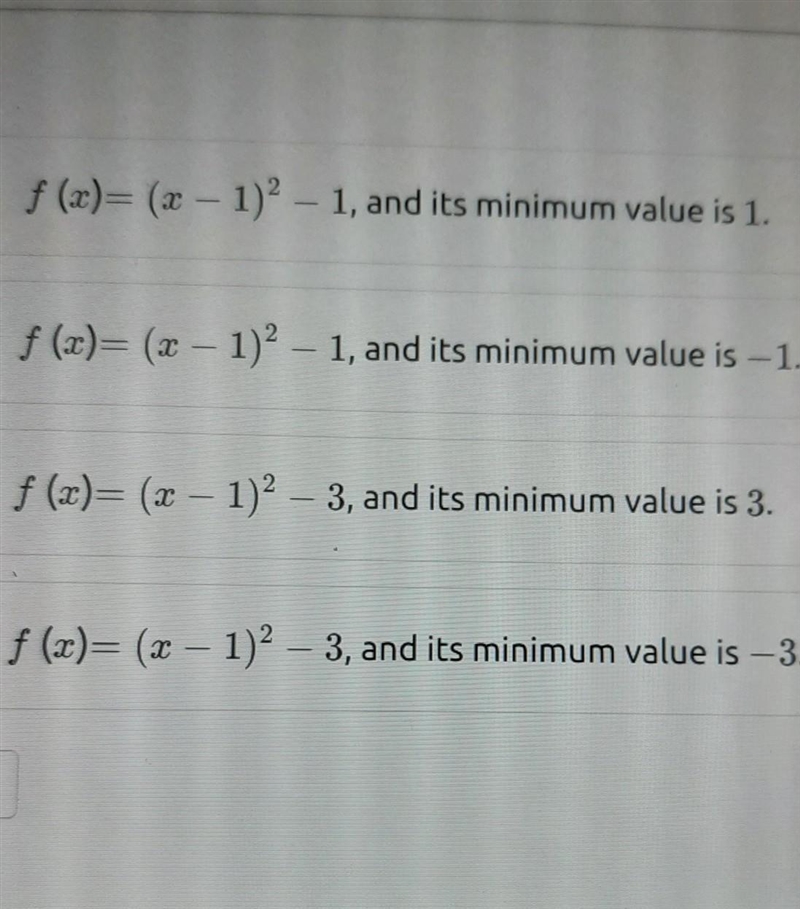 Which of the following statements about the function f(x)=x2-2x-2 is true-example-1