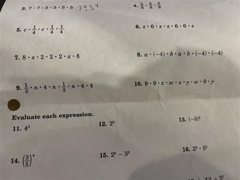 Writing each expression using exponents.Question 4.5.c.2.c.1.16. s.6.s.s.6.6.s7. 8.x-example-1