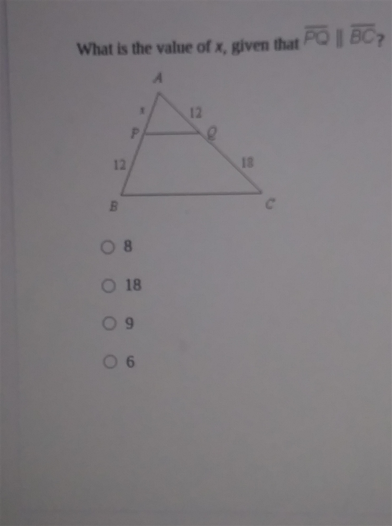 Where is the value of x Given of x given that PQ=BC-example-1