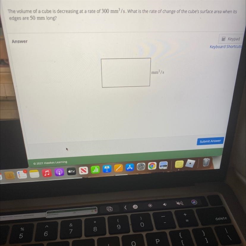 What is the rate of change of the cube’s surface area when its edges are 50 mm long-example-1