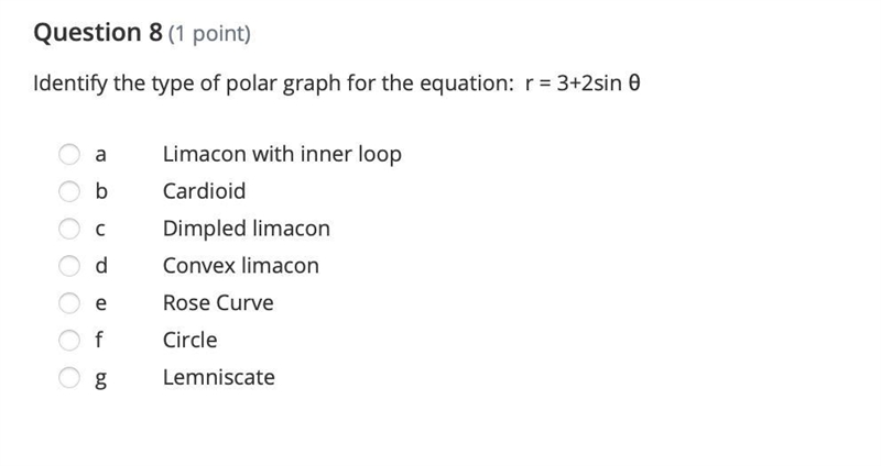 Identify the type of polar graph for the equation: r = 3+2sin θ-example-1