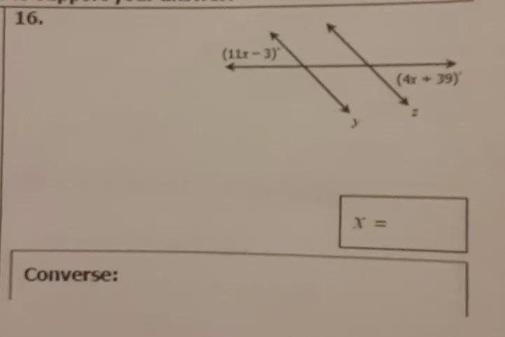 Find the value of X that would prove y || x. State the converse used to support your-example-1