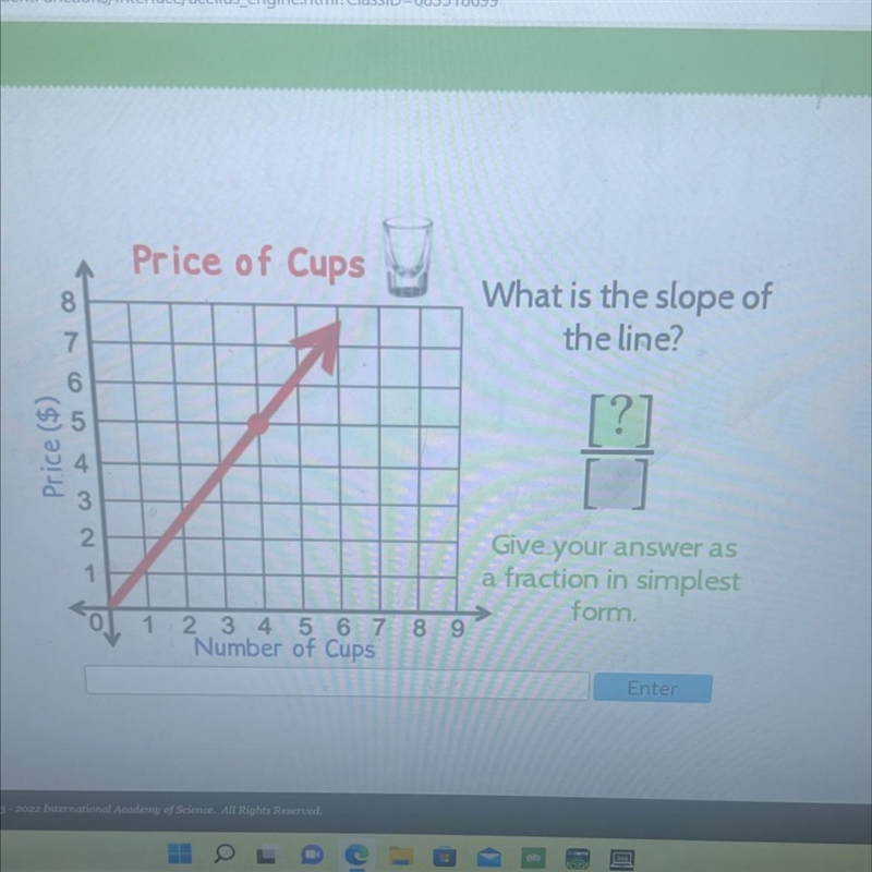 Price ($)8965 +3~T72Price of Cups12 3 4 5 6 7 8 9Number of CupsWhat is the slope ofthe-example-1