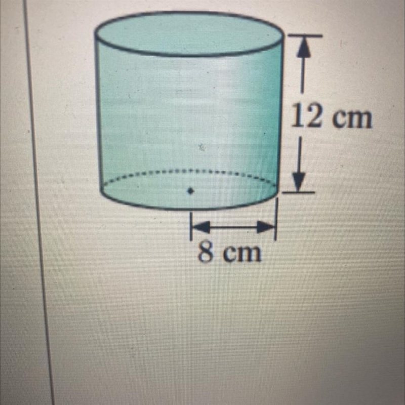 Find , the correct 1 decimal , the volume of the following V=BH=PIr2h-example-1