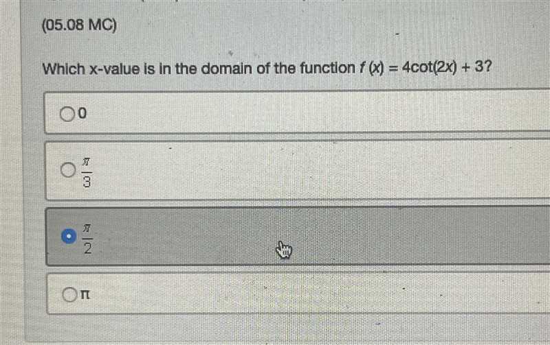 Which x-value is in the domain of the function? Thank you!-example-1