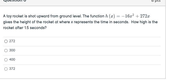 A toy rocket is shot upward from ground level. The function......-example-1