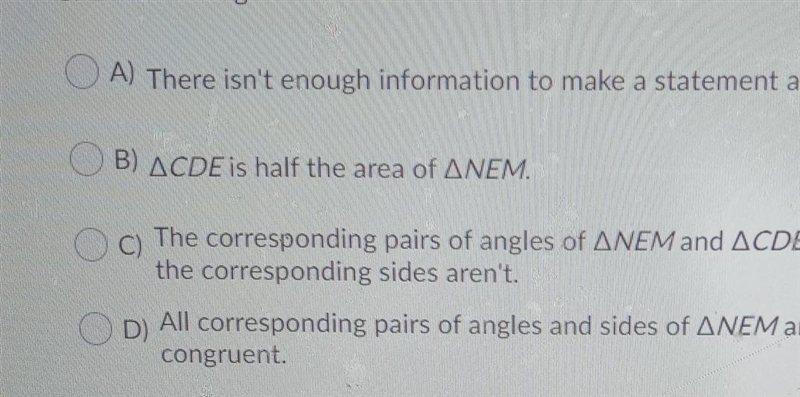 a series of rigid motions map NEM onto CDE.based on this information.which of the-example-1