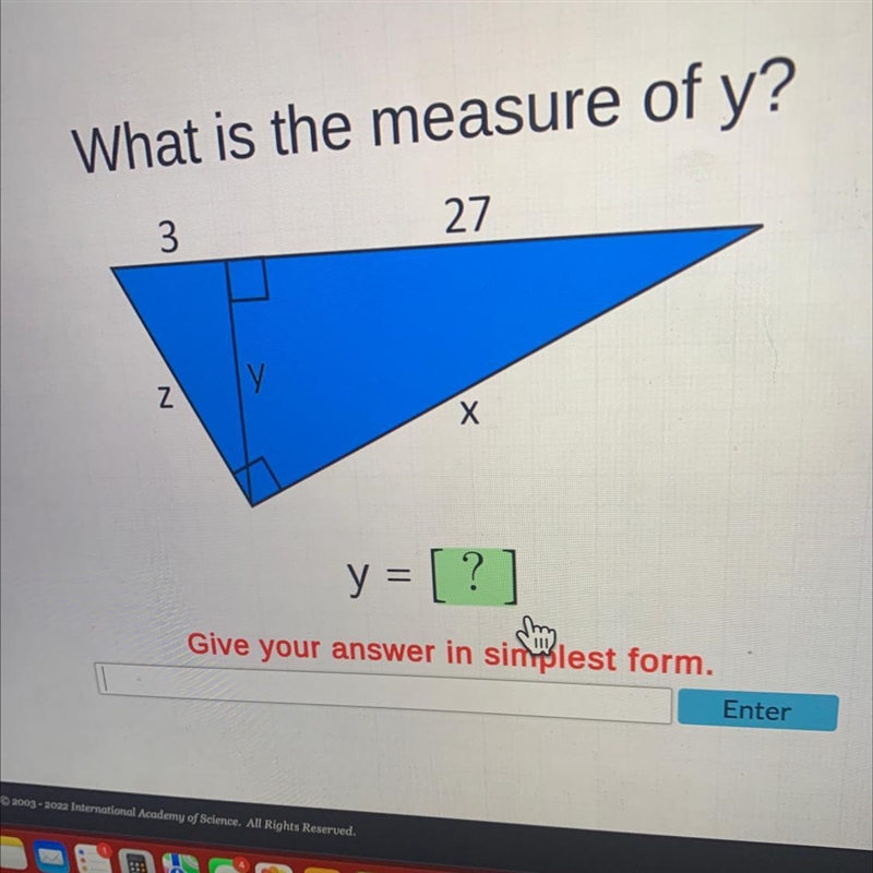 What is the measure of y?327LYZNХy = [?]Give your answer in simplest form.I-example-1