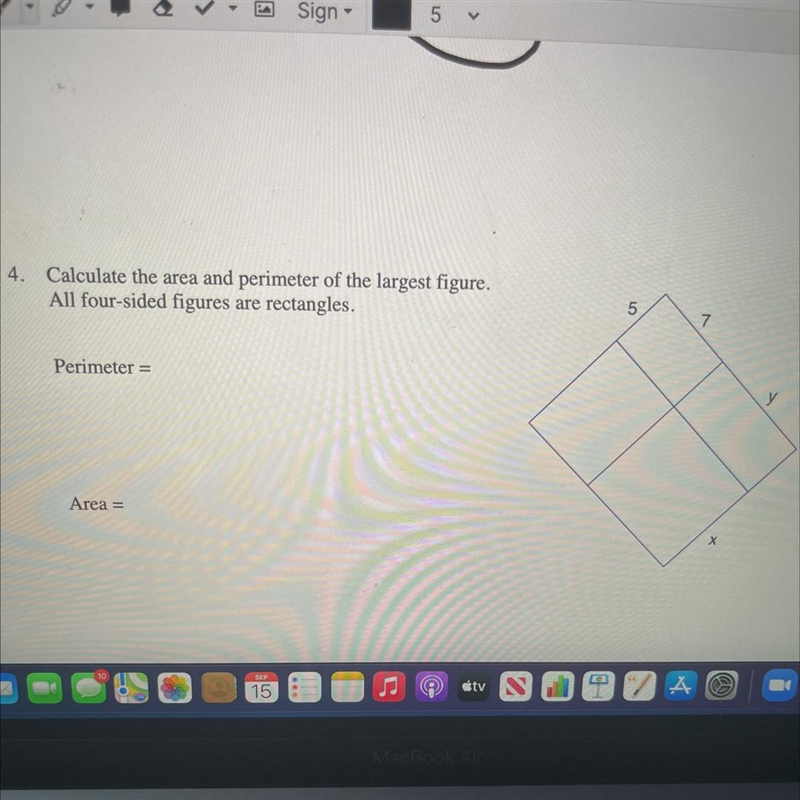 Calculate the area and perimeter of the largest figure All four-sided figures are-example-1