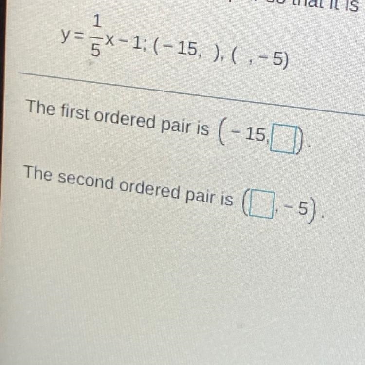 Complete each ordered pair so that it is a solution of the given linear equation First-example-1