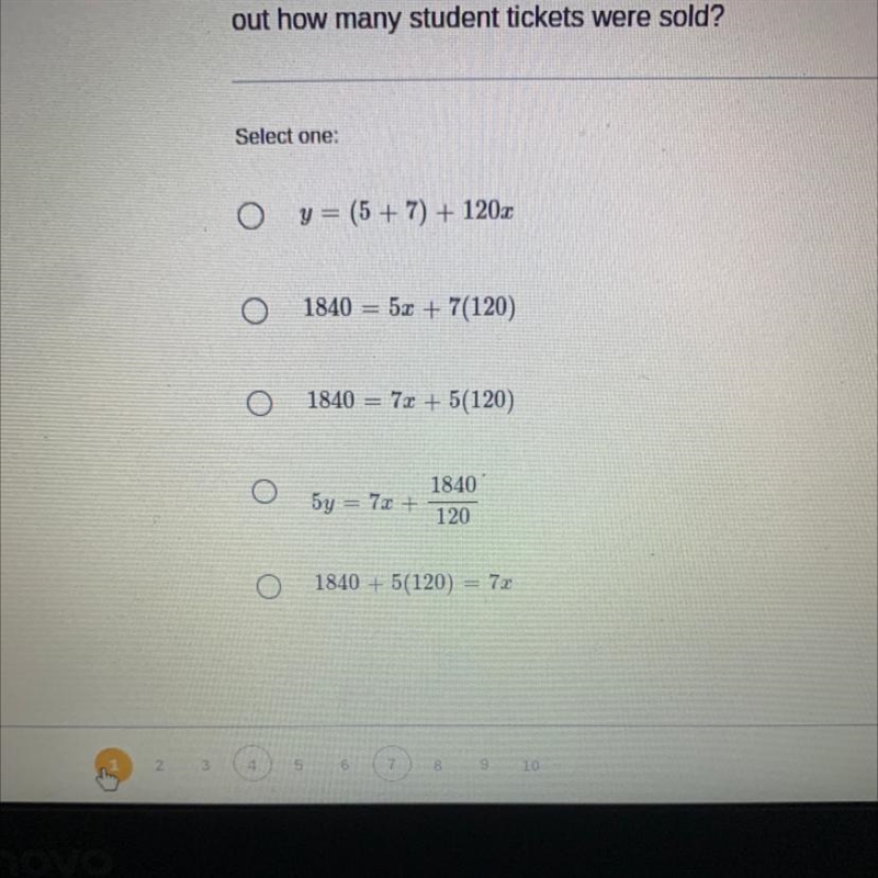 At a school dance, student tickets cost $5 each and non- student tickets cost $7 each-example-1