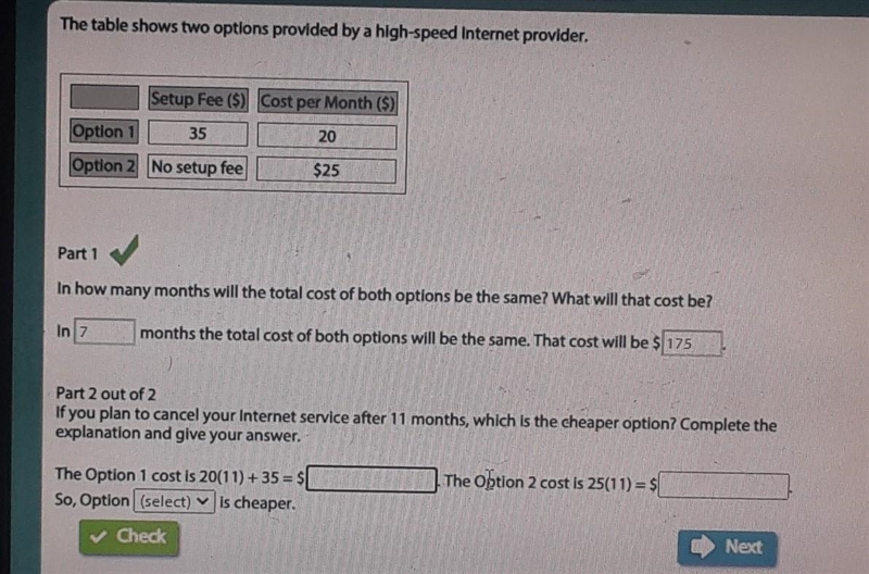 Part 2 out of 2If you plan to cancel your internet service after 11 months, which-example-1