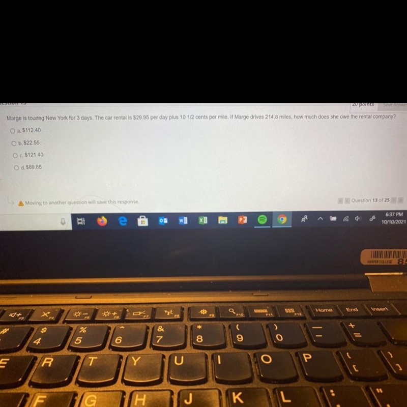 Solve this question. How much does she owe to the rental company?-example-1