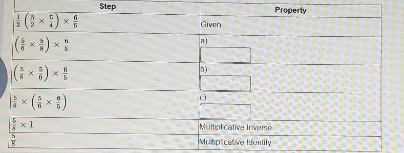 List the missing properties a,b, and c used when simplifying 1/2 (5/3 × 5/4) × 6/5-example-1