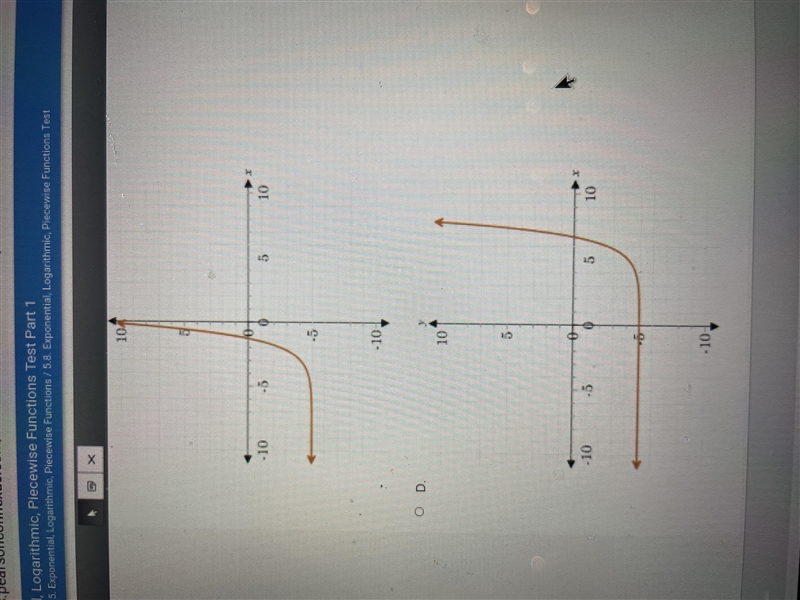 Which graph shows the transformation of the function f(x)=e^x where the function is-example-1