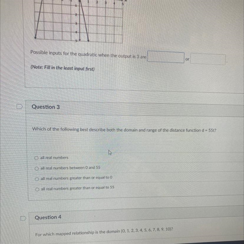 Which of the following best describes both the domain and range of the distance function-example-1