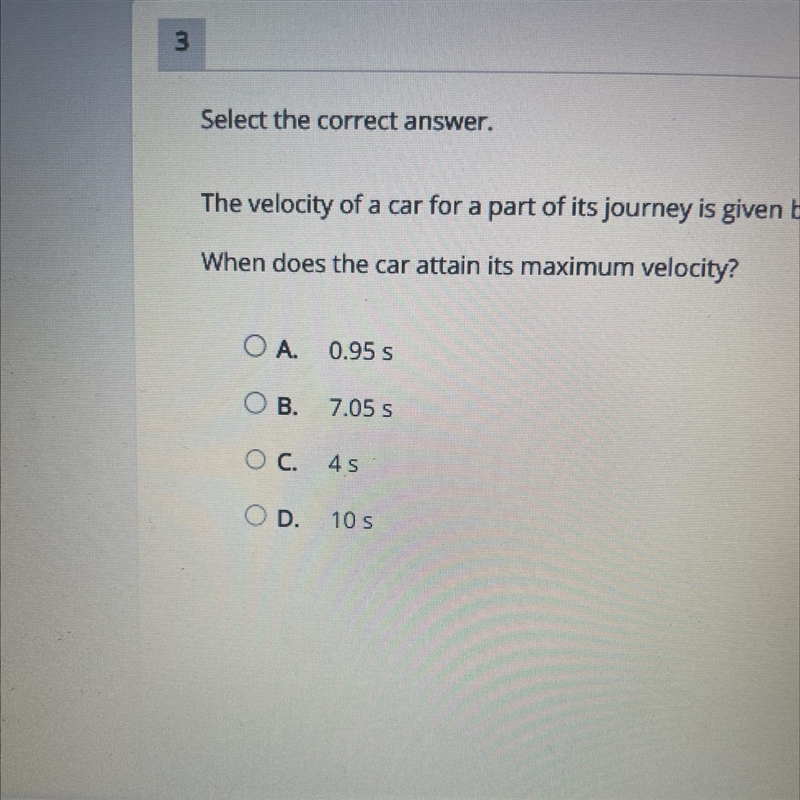 The velocity of a car for a part of its journey is given by the function v(t) = -t-example-1