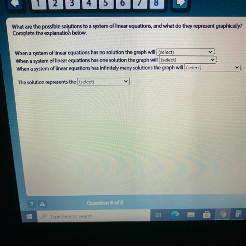 What are the possible solutions to a system of linear equations, and what do they-example-1