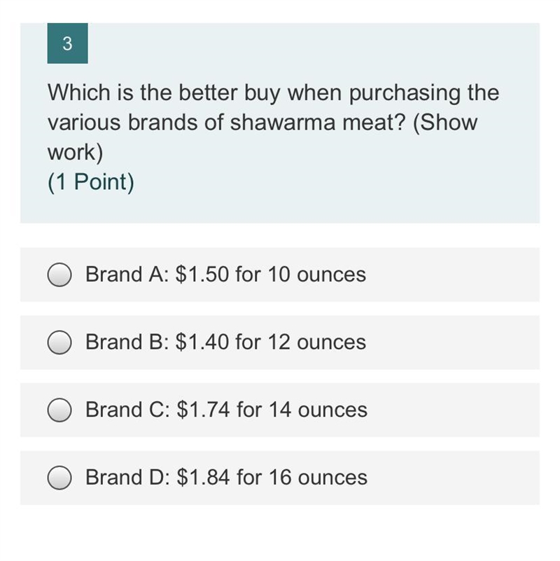 Which is the better buy when purchasing the various brands of shawarma meat?-example-1