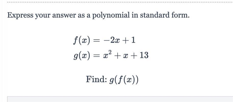 Express your answer as a polynomial in standard form (answer quickly) f(x) = -2 + 1 g-example-1