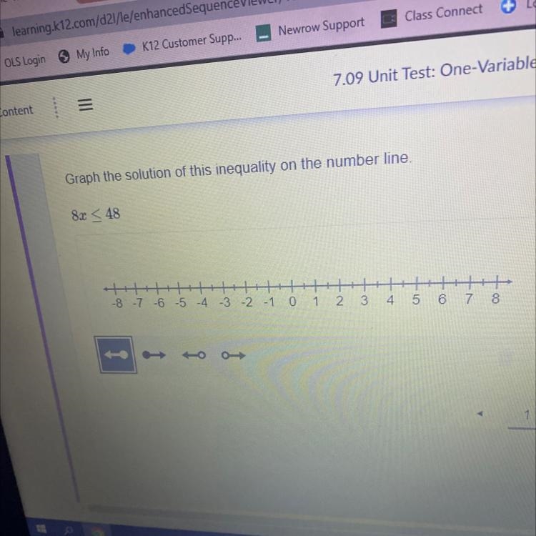 Graph the solution of this inequality on the number line.8x<48-example-1