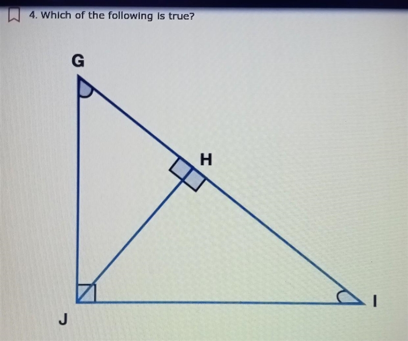 Answer choices: O JI is an altitude of AHJI O GJ is an altitude of AGJH O GI is an-example-1