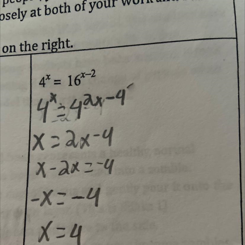 Explain why you could use a base 2 or a base 4 to solve the problem above and get-example-1