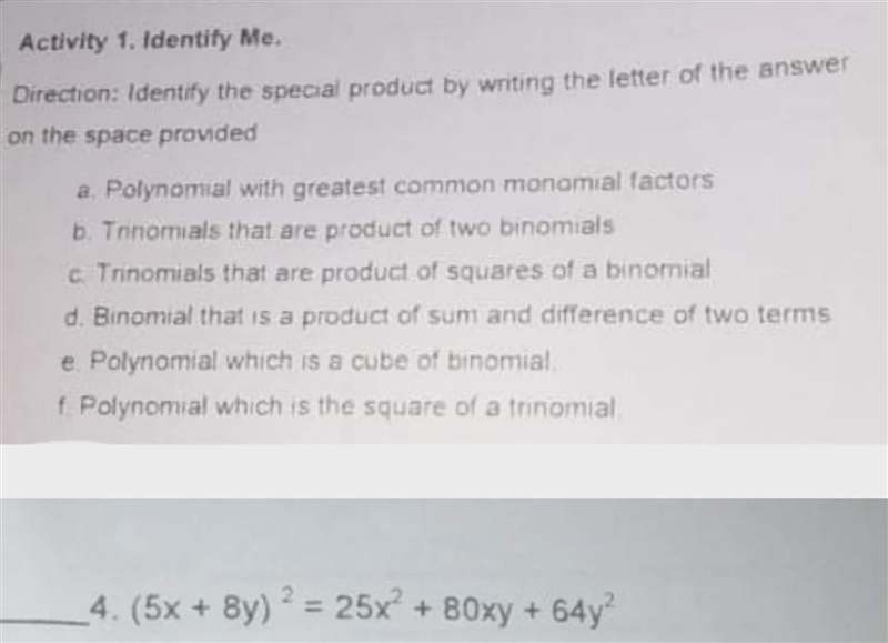 identify the special product by writing the letter of the answer on the space provided-example-1