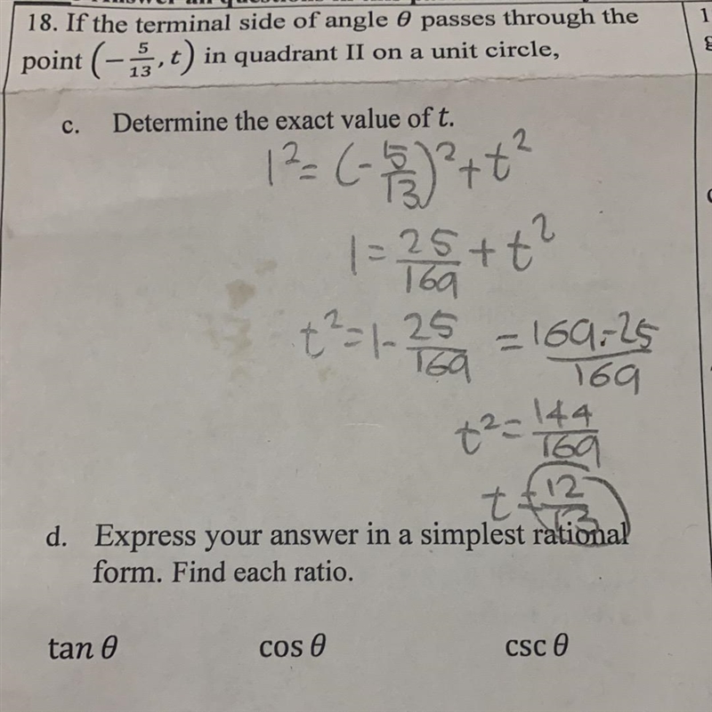 Express your answer in a simplest rational form. Find each ratio.tan0 cos0 csc0-example-1