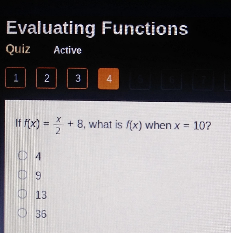 If f(x) = x/2 + 8, what is f(x) when x=10?-example-1