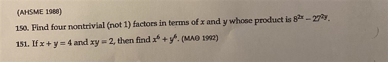 150. Find four nontrivial (not 1) factors in terms of y and y whose product is 8^2x-example-1