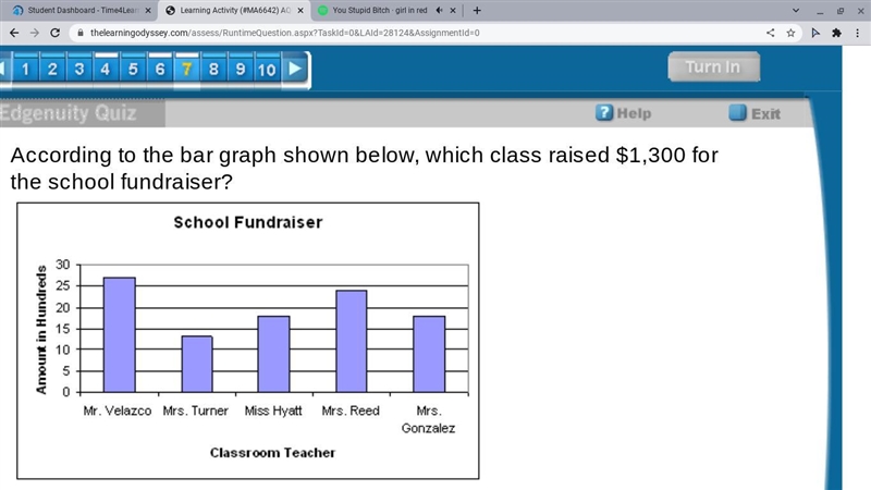 A. Mrs. Reed B. Mrs. Turner C. Mrs. Gonzalez D. None of the Classrooms-example-1