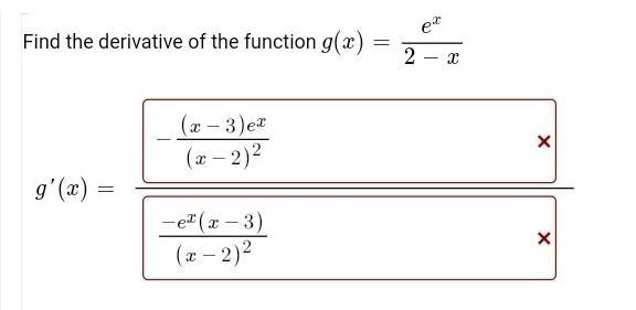 How do you find the derivative of a function containing e^x?-example-1