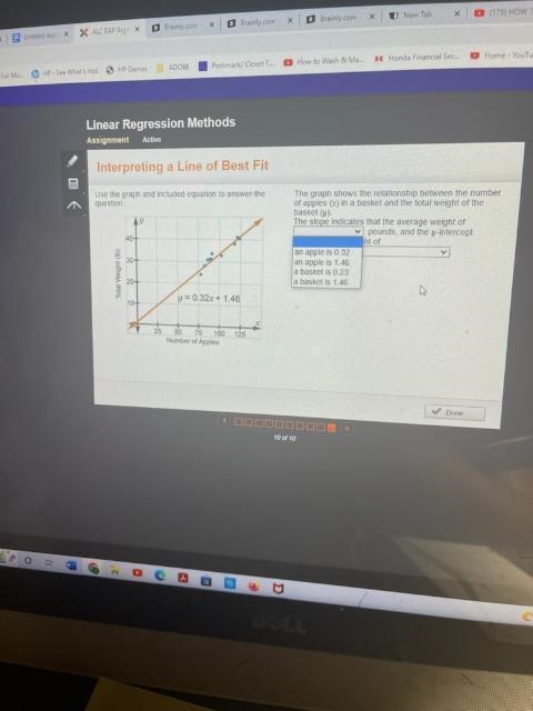 Interpreting a Line of Best FitUse the graph and included equation to answer the question-example-3