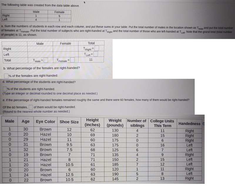 I need help with a graphC) what percentage of the right handed students are female-example-1