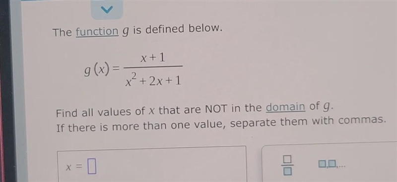 Find all the values of x that are not in the domain of g-example-1