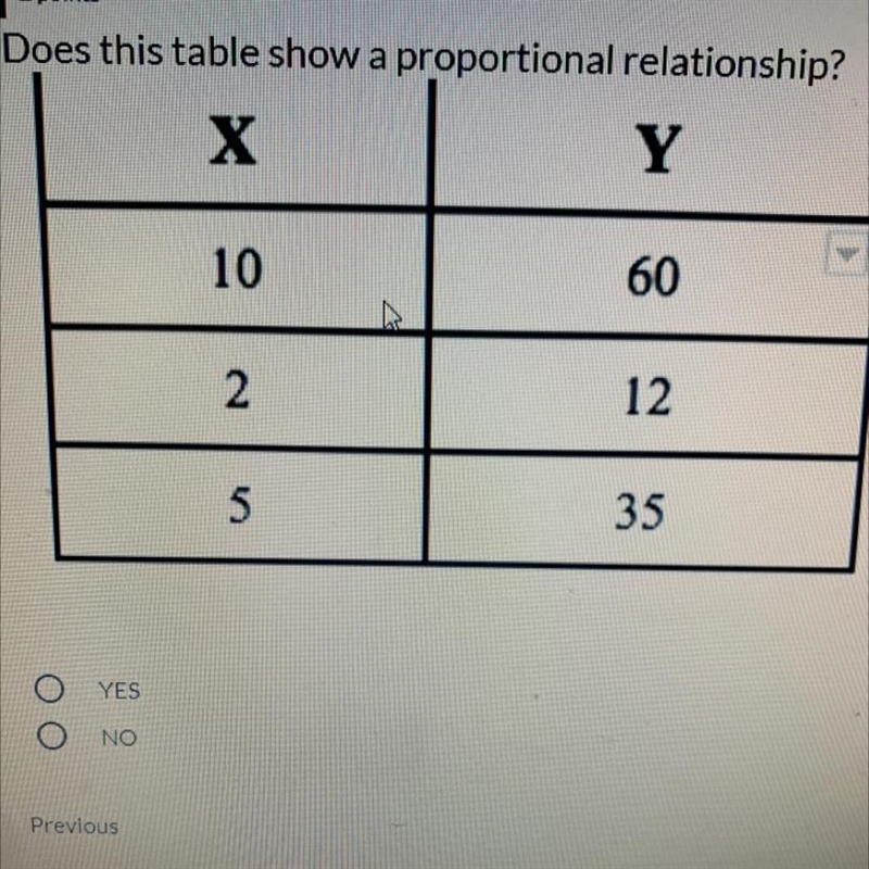 Does this table show a proportional relationship? I think no but I feel a bit confused-example-1