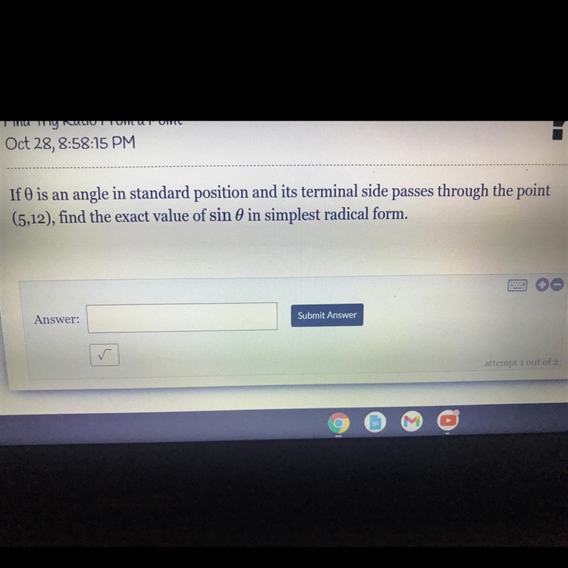 If is an angle in standard position and its terminal side passes through the point-example-1