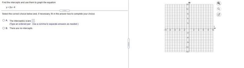 Find the intercepts and use them to graph the equation.-example-1